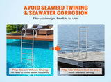Dock Ladder, Flip-Up 5 Steps, 350 lbs Load Capacity, Aluminum Alloy Pontoon Boat Ladder with 2'' V952-MTZTSFSJFHXJD7UOHV0
