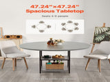 Round Dining Table, 47 inch Wood Table for 4-6 Person, Modern Circle Dinner Furniture, Leisure V952-YXCZBKTZMDBTZN3HRV0