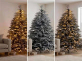 Christabelle 2.3m 7.5ft Midnight Snow Christmas Tree Pre Lit Warm White LED Black Foliage Flock 112_HZMS75