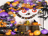 Halloween Decoration Set Light-Up Pumpkin Lamp,128 Pcs Halloween Party Balloon Garland Arch Kit & V1337-6F-ZYGV-TQPK
