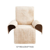 Velvet Recliner Chair Cover Nonslip Sofa Protector with Elastic Straps for Pets Washable V1366-AZ2-W-12685