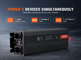 Pure Sine Wave Inverter, 3000 Watt, Power Inverter with 2 AC Outlets 2 USB Port 1 Type-C Port, LCD V952-CZXNBQ3000WC2N69YV3
