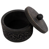 Nero Round Carved Trinket Box w/ Lid 17x14cm V637-90312BOX