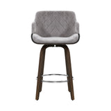 Artiss 2x Bar Stools Swivel Velvet Padded Wooden BA-TW-8908-GYX2