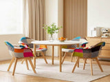 1 Artiss Dining Table and 4 Mid Century Chairs Set White DSET-TAB01-66FBX4