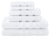 White Luxury 6-Piece Combed Cotton Towel Bale Set - Ultra Soft & Absorbent Bath, Hand, Face Towels V888-ELOSUNG27901