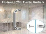 4-Pack Stainless Steel Shower Door Handles Smooth Single Bar Grip, Protective Rubber End Pads, V1369-AZ3-W-12041