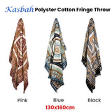 J Elliot Home Kasbah Luxury Fringe Throw 130 x 160cm Blue V442-IDC-THROW-KASBAH-BLUE-RE