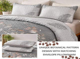 Gleaming rust grey Floral 3 Pc Bedspread & Pillow Cover Set V745-AC090454Q13U
