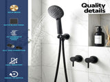 Cefito 4.5" Handheld Shower Head Round with Wall Twin Swivel Bathroom Tap SHOWER-A4-RO-BK-TAP-RO