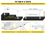 Outdoor Stair Railing Kit, 5 FT Handrails 0-5 Steps, Adjustable Angle White Aluminum Stair Hand Rail V952-SNLZSLZYGL5FTPDUBV0