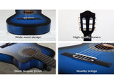 Alpha 34 Inch Classical Guitar Wooden Body Nylon String w/ Stand Beignner Blue GUITAR-D-34-BLUE-CAPO