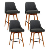 Artiss 4x Bar Stools Swivel Seat Wooden Charcoal BA-TW-8125-CHX4