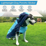 Dog Raincoat Lightweight Waterproof Reflective Hooded Cape Large Dogs Blue 3XL V1263-JX-7973-6