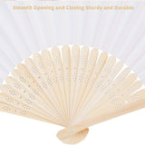 50pcs White Paper Hand Fan Bamboo Folding Fan Handheld Wedding Fans Folded Fan for Bridal Dancing V1259-DP01-A-3095