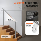 Handrails for Outdoor Steps, 59 in/ 150cm Length Stair Hand Rail Kit, Transitional Stainless Steel V952-BXGSLZFS150CEE3Y3V0