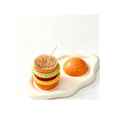 1 Pcs Hamburger Toothpick Holder With Lid, Dust-Proof Floss Storage Box,Fashionable Desktop Decor V1370-AZ4-25467