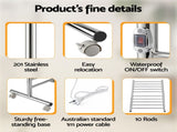 Devanti 10-Bar Freestanding Heated Towel Rail 3-5 Mins Fast Heating Electric Towel Warmer for TW-C-8T-STA1