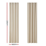 Artiss 2X Blockout Curtains Eyelet 140x230cm Beige BC-MATT-140X230-BG