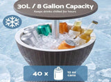 Gardeon Outdoor Bar Table Portable Ice Bucket Cooler 30L Adjustable Top Brown ODF-COOLER-R-BR