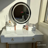 Dressing Vanity Table Stool Set with Make-up LED Lighted Mirror-White V264-TAB-708C-WHE-NA-1