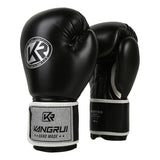 Black And Silver Durable 8oz PU Leather Boxing Gloves - Padded & Ventilated for Training V888-ELOSUNG23992