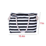 Beach Bag for Women, Large Beach Tote Bag with Top Zipper, Reusable Striped Beach Shoulder Bag, V1369-AZ3-W-20889