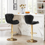 SERENIT Swivel Bars Set of 2 Counter Height Barstools with Back Velvet Upholstered Adjustable V255-GP2210R-BLACK