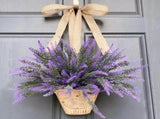Artificial Hanging Flowers in Basket for Front Door Hanging Lavender Wreath Basket Outdoor Indoor V1294-YM0716-10348076