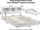 Artiss King Single Bed Frame and 2 Bedside Table Bedroom Furniture Set WBED-F-TAMBUR-KS-BS-06-BGX2