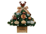 Mini Xmas Tree with Deer Horn Adjustable Light Strings Tabletop Small Destop Decor 50cm Khaki V1294-YM0901-3115240085811