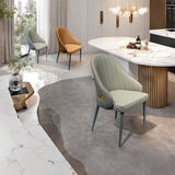 VELLUTO Dining Chairs Set Armchairs Mid Century Modern Kitchen Dining Room Chairs Faux Leather V255-VE-DICH-BROWN-201