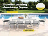 Gardeon Outdoor Dining Set 11PCS Aluminum Extendable Table and Chairs Patio Furniture White FF-DINING-11ALU-WH-ABCD