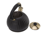 3.5L Whistling Tea Kettle, Stainless Steel Pumpkin Shape Tea Pot, Stovetop Teapot, Black V1263-JX-3010