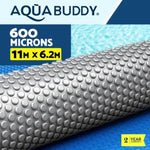 Aqua Buddy Pool Cover 600 Micron 11x6.2m Swimming Pool Solar Blanket Blue Silver PC-110X62-L-DX-BL