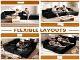Couch Modular Sectional 3 Seater Sofa L-Shaped Black,81" Boneless Sofa Bed, Deep Seat and Side V1337-LS-BK02-B