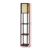 Artiss Floor Lamp 3 Tier Shelf Storage LED Light Stand Home Room Pattern Brown LAMP-FLOOR-SF-3017-B-BR