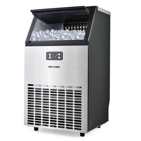 POLYCOOL Commercial Ice Maker Machine, up to 45kg/24hr, Stainless Steel, Undercounter, Freestanding V219-ICEMAKPLYAM65