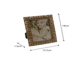 Antique Gold Metal Photoframe w Flower Squares 18cm V637-19721PFR