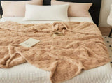 200*230CM Khaki Ultra-Soft Waffle Textured Plush Fleece Blanket - Large Cozy All-Season Throw for V888-ELOSUNG32602