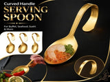 Stainless Steel Curved Handle Serving Spoon for Buffet Seafood Sushi Distribution Gold Metal V1192-AZ-W-24121