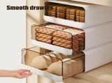 Stackable Plastic Storage Bins Foldable Closet Organizers with Pull Out Drawer Door and Closure for V1366-AZ2-W-12932
