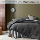 Accessorize Soho Waffle Dark Grey 3 Piece Comforter Set King V442-HIN-COMFORTER-SOHOWAFFLE-DARKGREY-KI