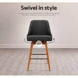 Artiss 4x Bar Stools Swivel Seat Wooden Charcoal BA-TW-8125-CHX4