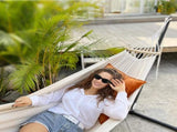 Garden Cotton Hammock Comfortable Fabric Hammock with Spreader Bar Sturdy Hammocks Up to 450lbs V1258-DP02-C-931