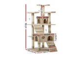 i.Pet Cat Tree 180cm Tower Scratching Post Scratcher Wood Condo House Toys Beige PET-CAT-HSCT076-180-BE