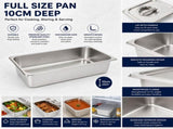 Commercial Stainless Steel GN 1/1 100mm Deep Gastronorm Bain Marie Buffet Steam Table Food Pan with V324-1-1GNPAN-10CM-WLID