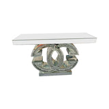 Hall Table MDF & Mirror & Crushed Acrylic Diamonds Silver Colour V43-HT-GUCI