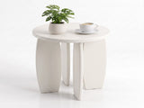 Artiss Coffee Table Set of 2 High Gloss Round Side Bedside Table Wood Living Room Cream FUR-S-COF1415-WH