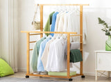 Double Rail Heavy Strong Rolling Clothes Rack with Trousers Rack & Bottom Shelf V767-JJ-ZY643